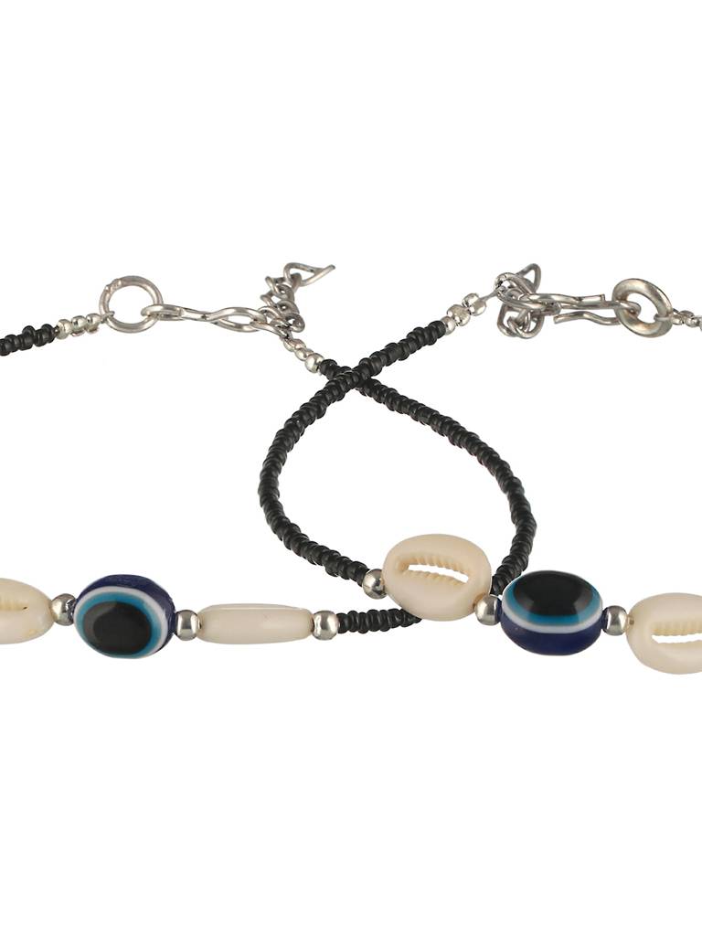 Set Of 2 Evil Eye Beaded Anklet : SJPL2014