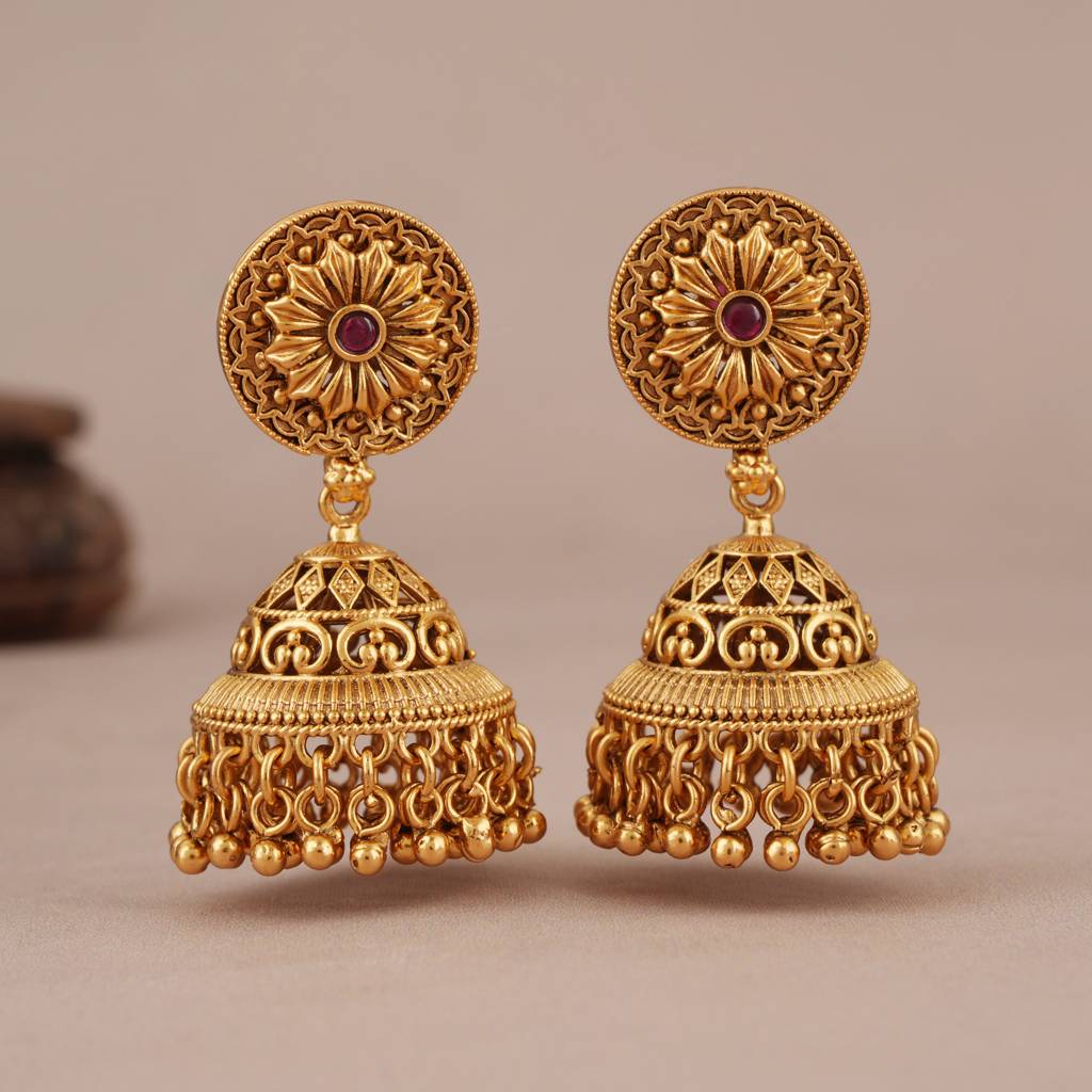 Beautiful Antique Gold Stone Ganesh Choker Set I Temple Jewellery