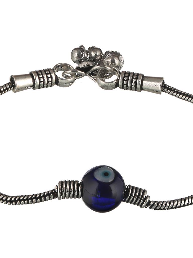 Set Of 2 Evil Eye German Silver Anklet Payel : SJPL2017