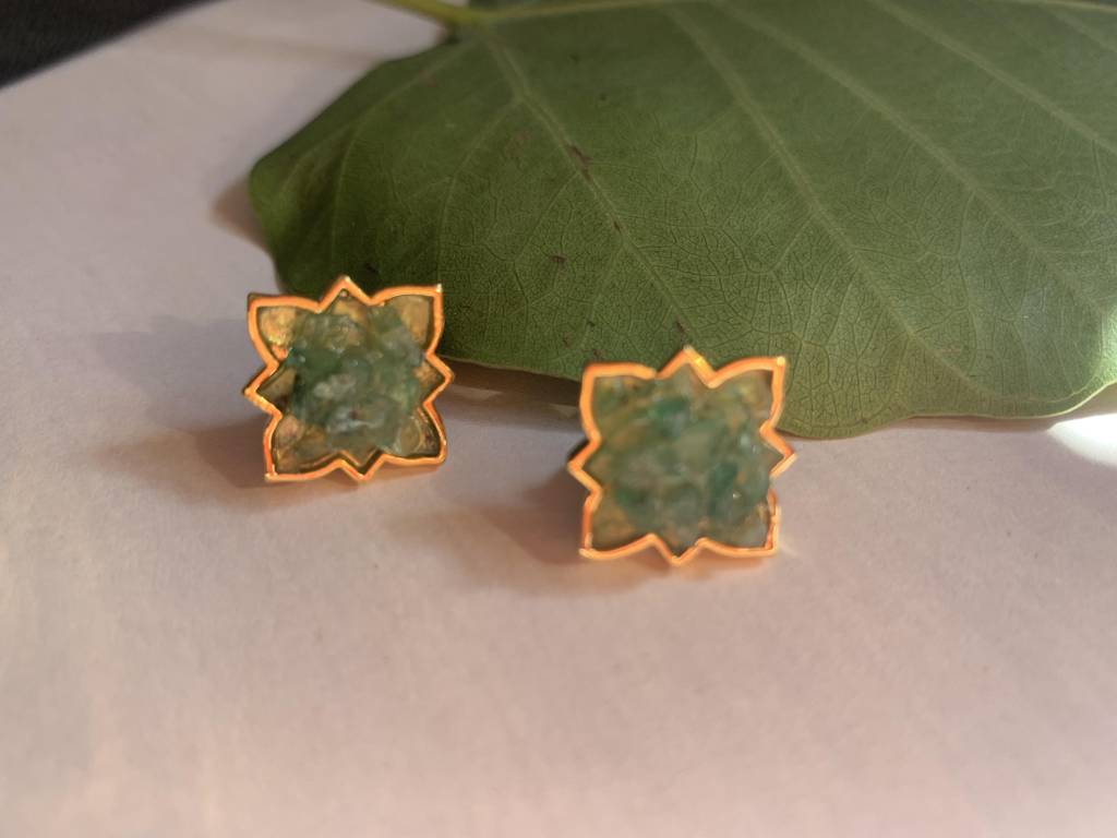Natural Emerald Gemstone Earrings : NH-ERR-03-EM