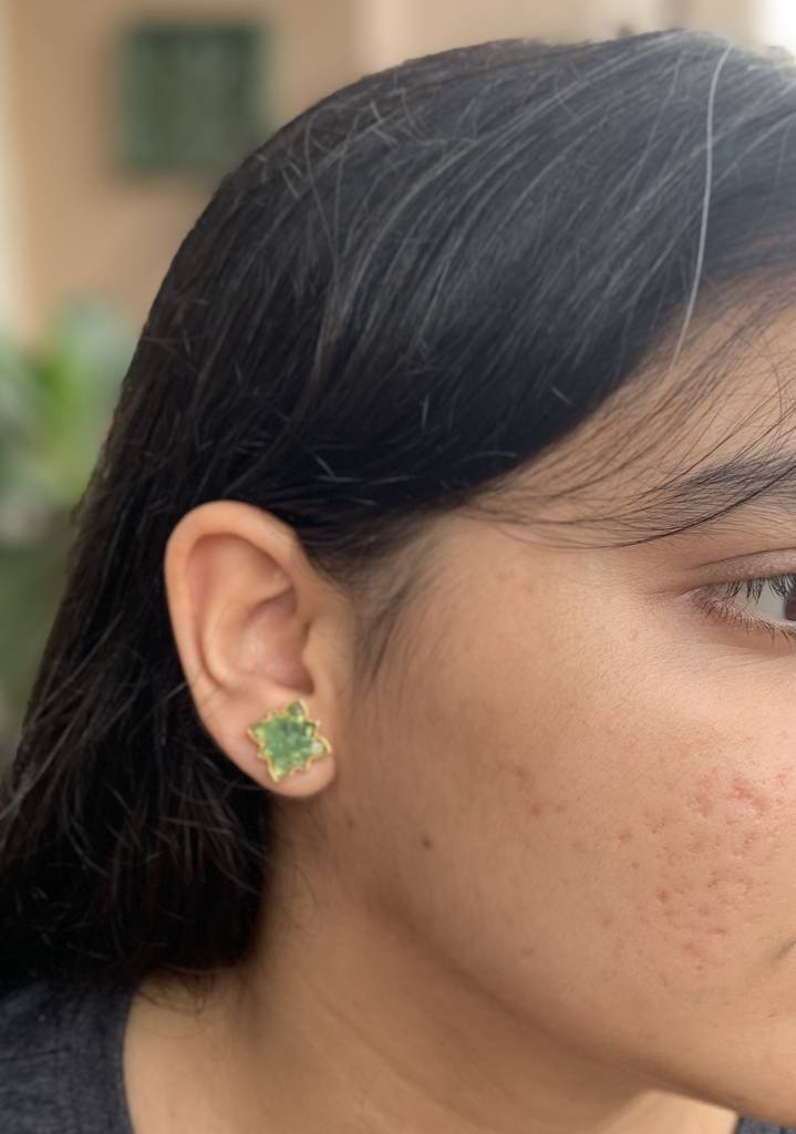 Natural Emerald Gemstone Earrings : NH-ERR-03-EM