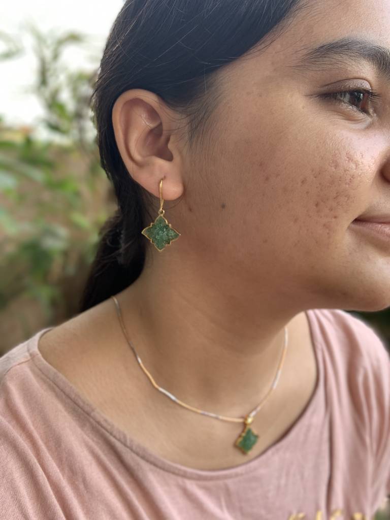 Natural Emerald Earrings - Panna Latkan : NH-ERR-04-EM