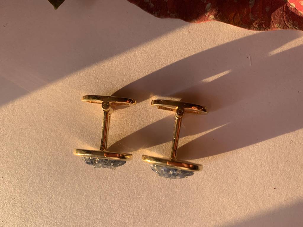 Natural Blue Sapphire Gem Cuff Links : NH-CFL-02-BS
