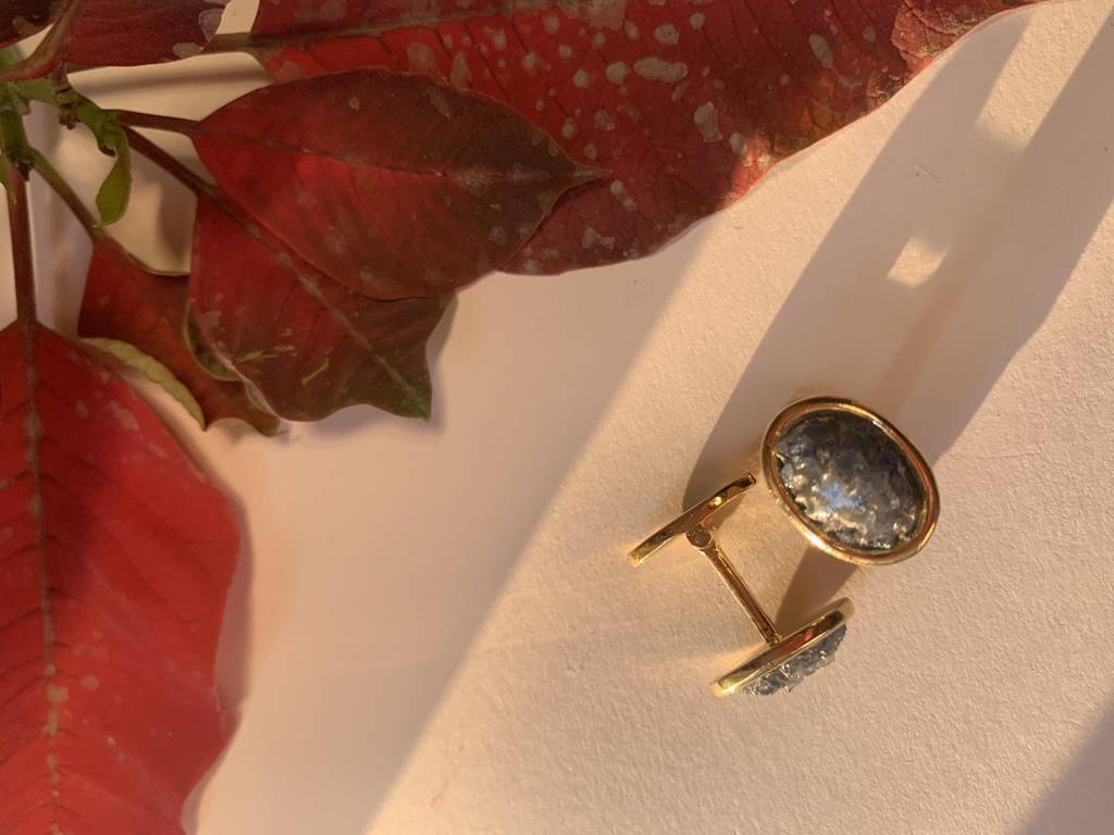 Natural Blue Sapphire Gem Cuff Links : NH-CFL-02-BS