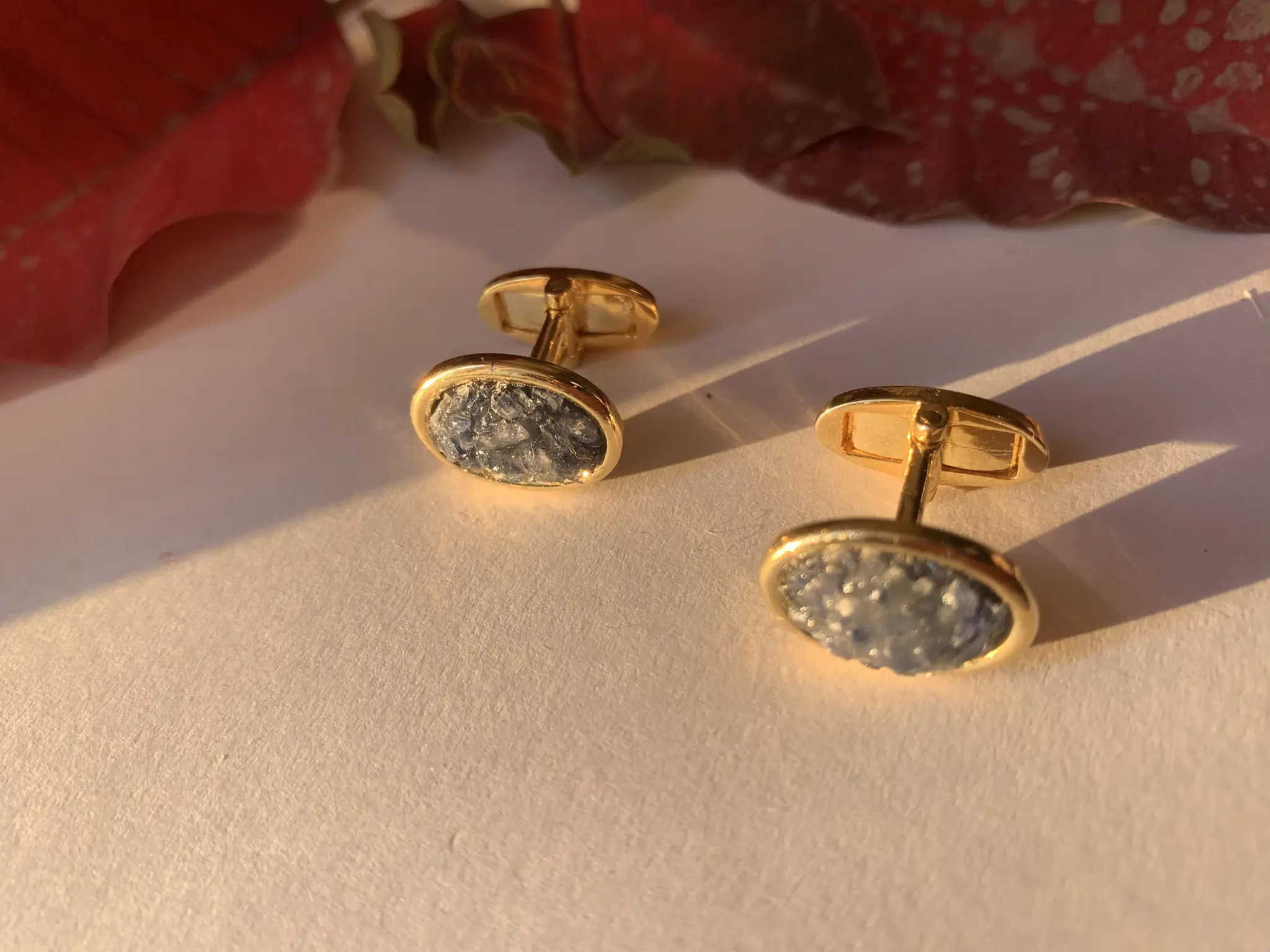 Round Sapphire Blue Crystal Cufflinks Blue Crystal Gem Stone Cuff Links YW09US (Rhodium