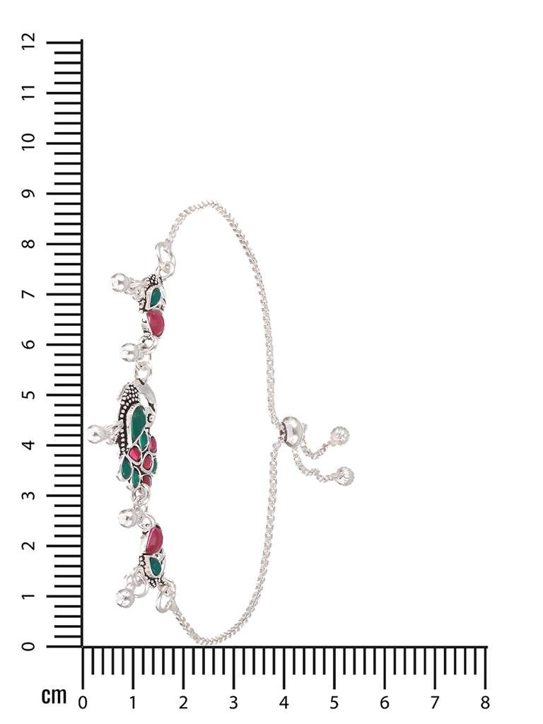 Set Of 2 Silver-Plated Stone-Studded Anklets : ANK-JS23-20028