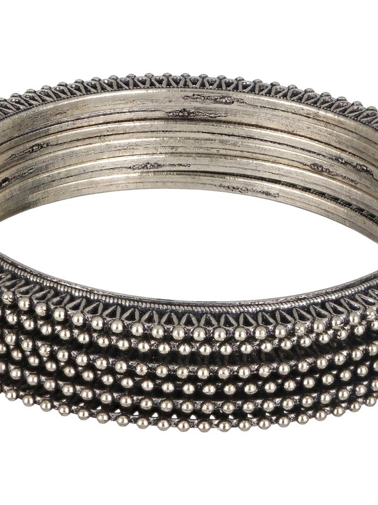 Set Of 6 Oxidised Silver-Plated Oxidised Bangles Set -Ba-Js23-60061 : BA-JS23-60061