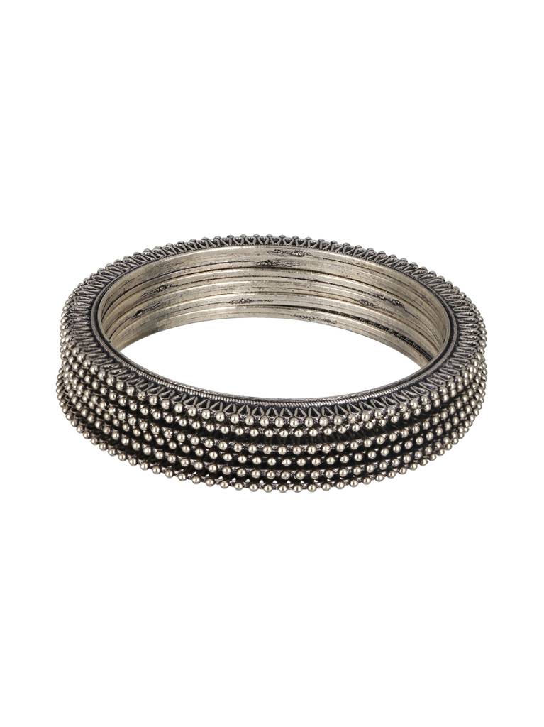 Set Of 6 Oxidised Silver-Plated Oxidised Bangles Set -Ba-Js23-60061 : BA-JS23-60061
