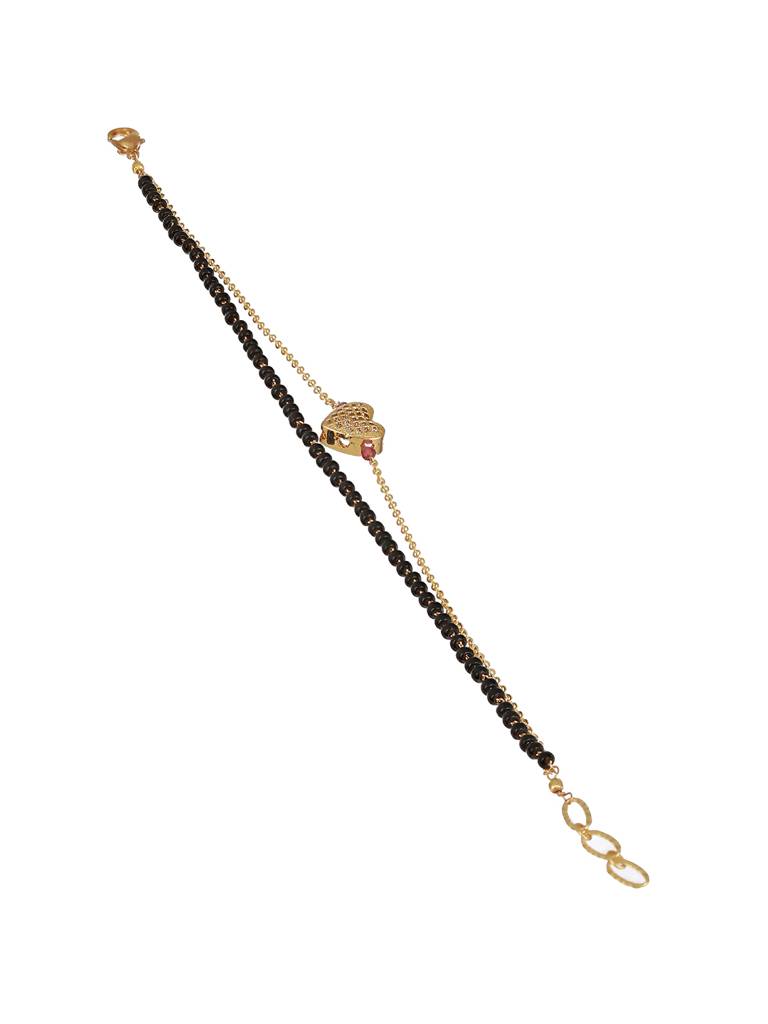 Gold-Plated Beaded Wraparound Heart Shaped Mangalsutra Bracelet : MGS-JS23-50029