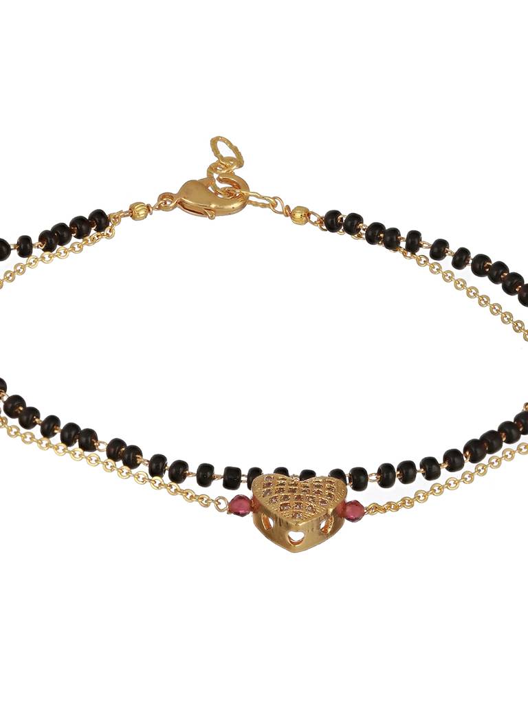 Gold-Plated Beaded Wraparound Heart Shaped Mangalsutra Bracelet : MGS-JS23-50029