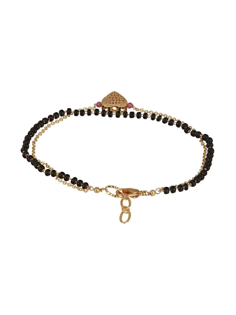 Gold-Plated Beaded Wraparound Heart Shaped Mangalsutra Bracelet : MGS-JS23-50029