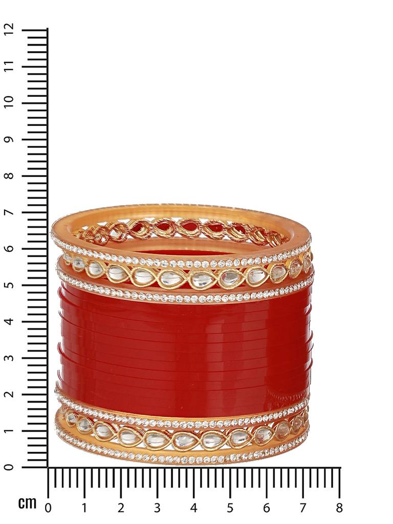 Set Of 36 Maroon Red Bridal Kundan Studded Chuda Set-Ba-Js23-60064 : BA-JS23-60064