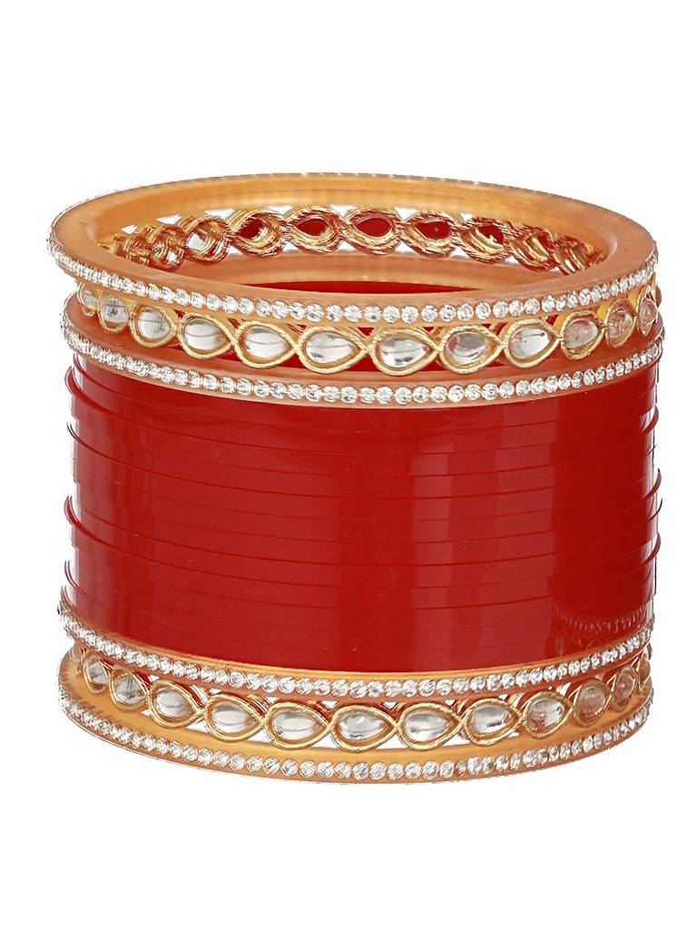 Set Of 36 Maroon Red Bridal Kundan Studded Chuda Set-Ba-Js23-60064 : BA-JS23-60064