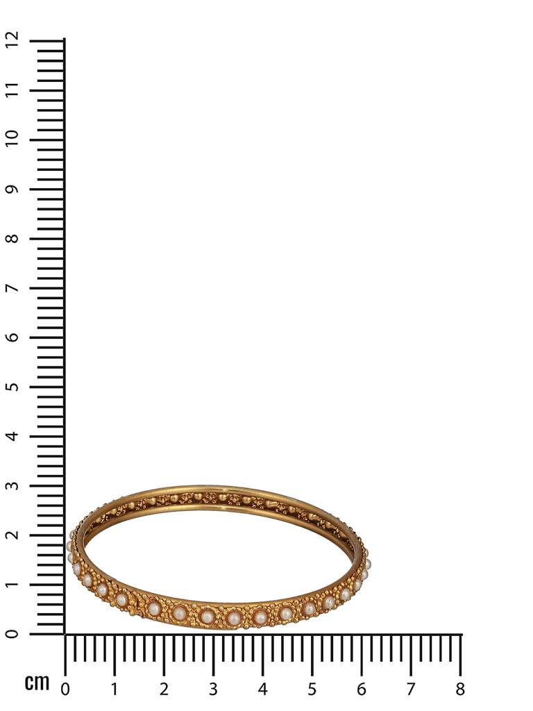 Set Of 2 Gold-Plated Bold Pearl-Studded Bangles-Ba-Js23-60073 : BA-JS23-60073