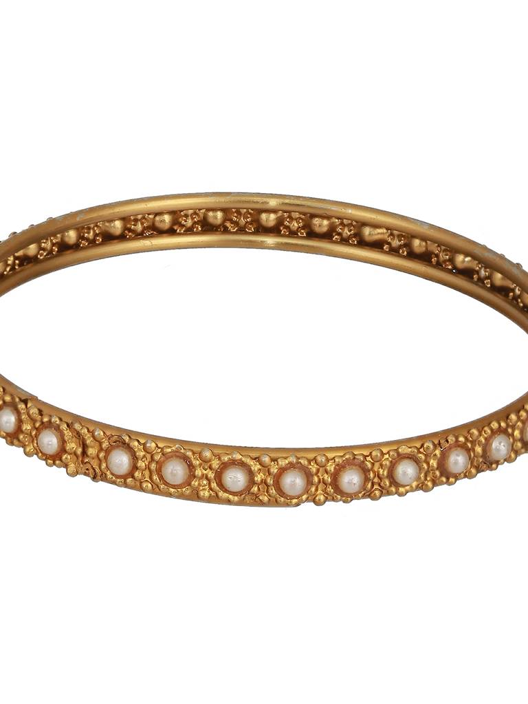 Set Of 2 Gold-Plated Bold Pearl-Studded Bangles-Ba-Js23-60073 : BA-JS23-60073