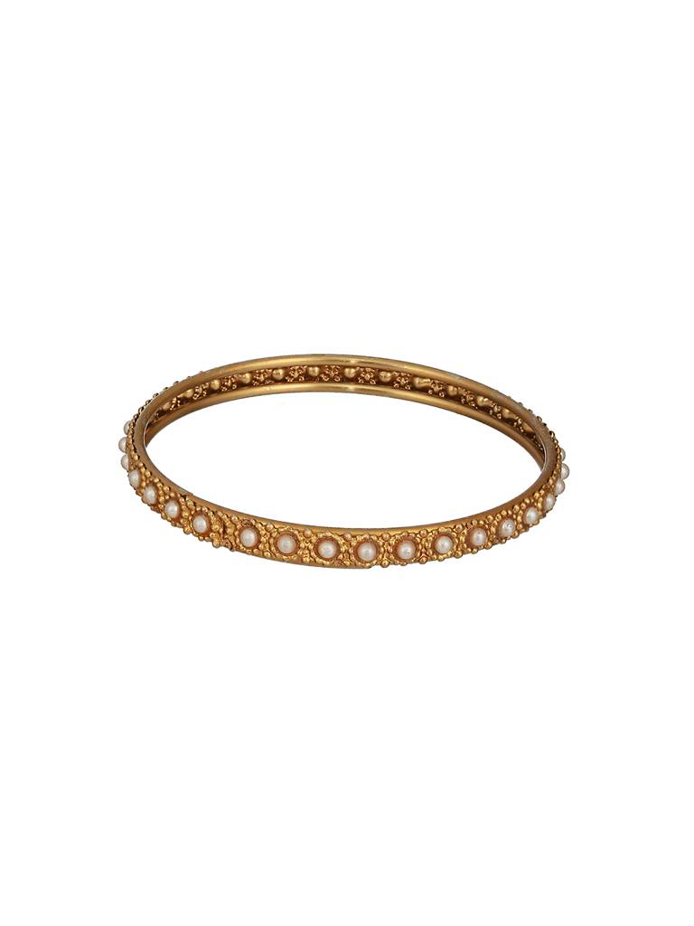 Set Of 2 Gold-Plated Bold Pearl-Studded Bangles-Ba-Js23-60073 : BA-JS23-60073