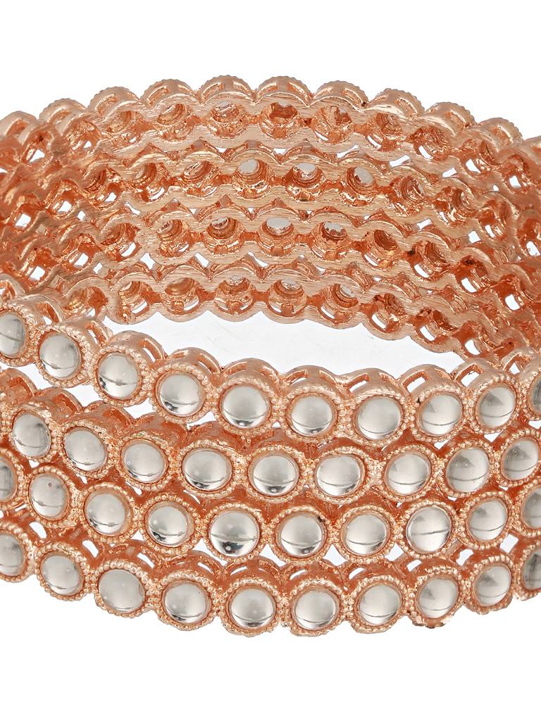Set Of 4 Rose Gold-Plated Kundan-Studded Bangles-Ba-Js23-60074 : BA-JS23-60074