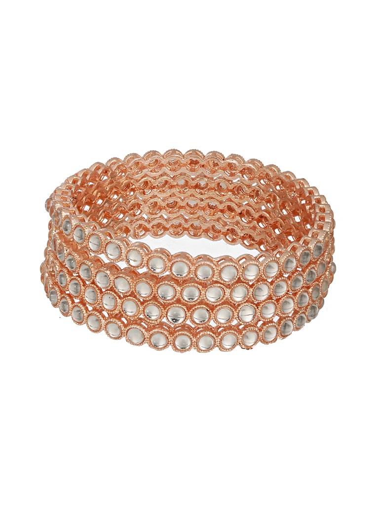 Set Of 4 Rose Gold-Plated Kundan-Studded Bangles-Ba-Js23-60074 : BA-JS23-60074
