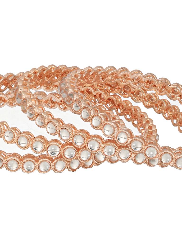 Set Of 4 Rose Gold-Plated Kundan-Studded Bangles-Ba-Js23-60074 : BA-JS23-60074