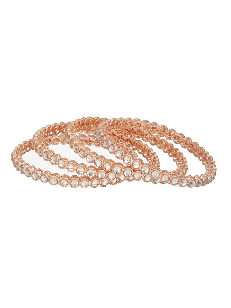 Set Of 4 Rose Gold-Plated Kundan-Studded Bangles-Ba-Js23-60074 : BA-JS23-60074
