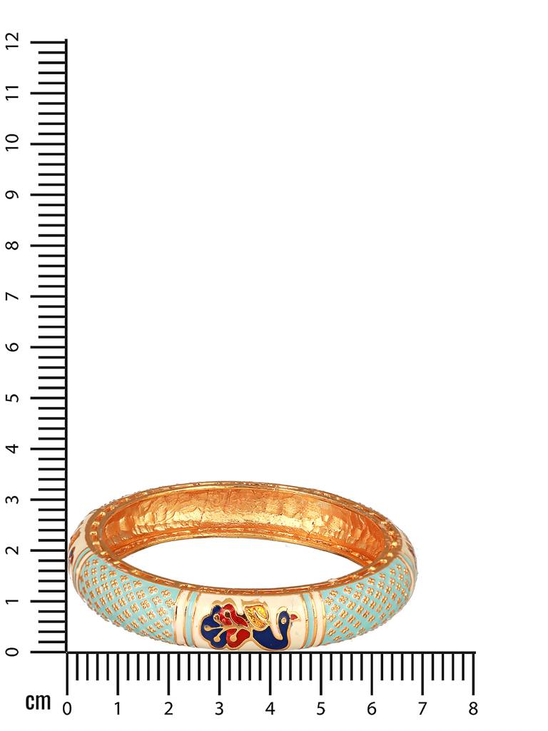 Set Of 2 Gold-Plated Blue Stone-Studded Peacock Meenakari Bangles-Ba-Js23-60083 : BA-JS23-60083