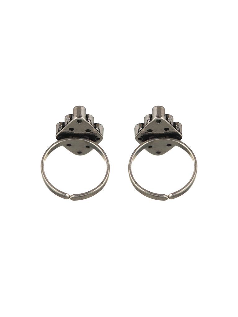 Set Of 2 Oxidised Multi Colored Ad Studded Adjustable Toe Rings : SJTR2023