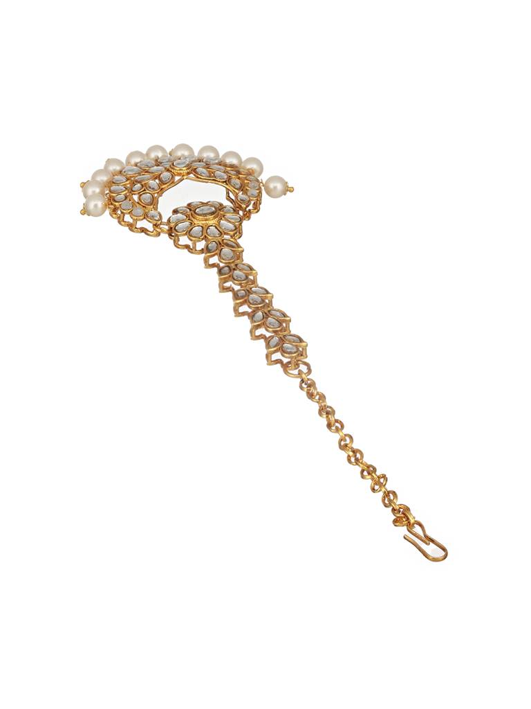 Women Gold-Plated Kundan Studded Maang Tikka Head Jewellery : MTK-JS24-11077