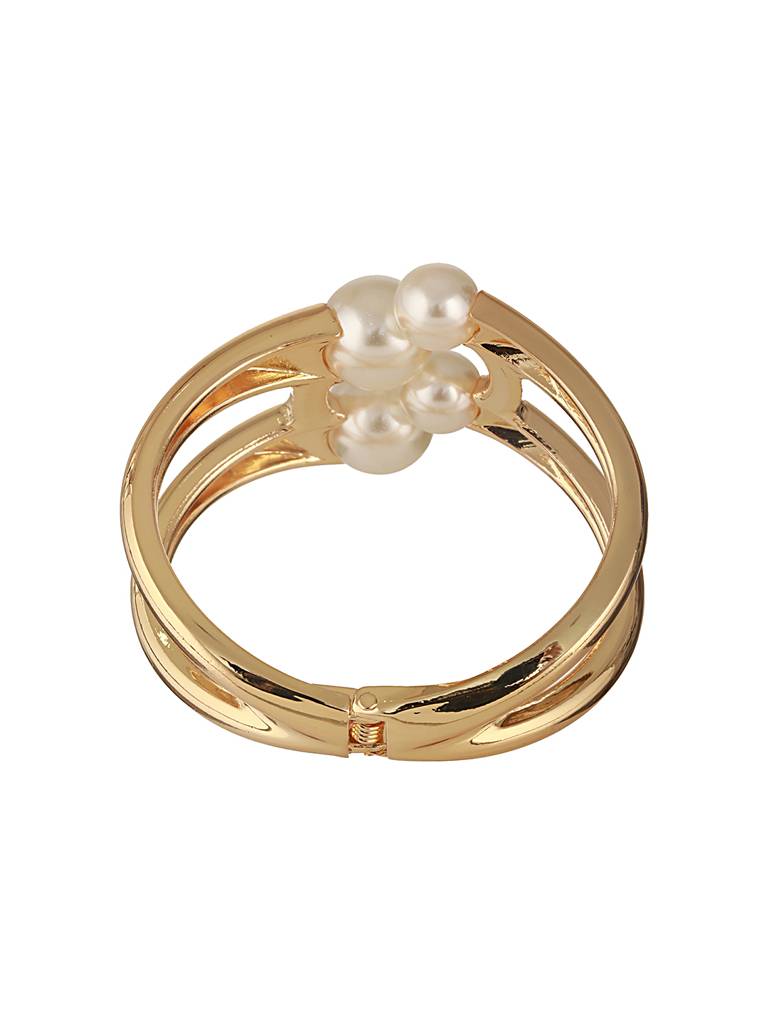 Anti-Tarnishgold Plated Big Pearl Studded Cuff Kada Bracelet : STBR8098