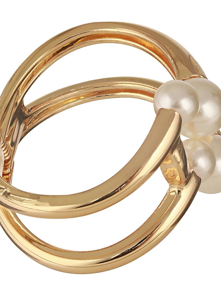 Anti-Tarnishgold Plated Big Pearl Studded Cuff Kada Bracelet : STBR8098