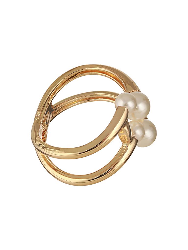 Anti-Tarnishgold Plated Big Pearl Studded Cuff Kada Bracelet : STBR8098