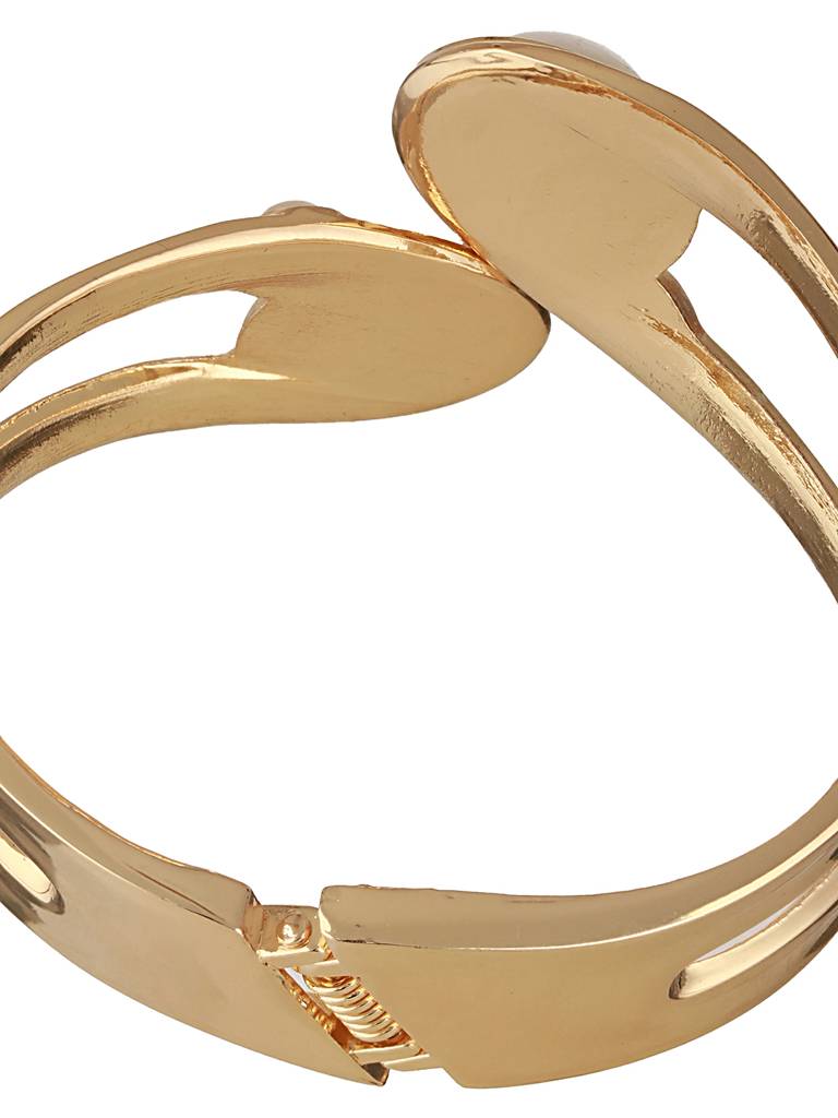 Anti-Tarnish18K Gold Plated Pearl Studded Cuff Bangle Bracelet : STBR8103