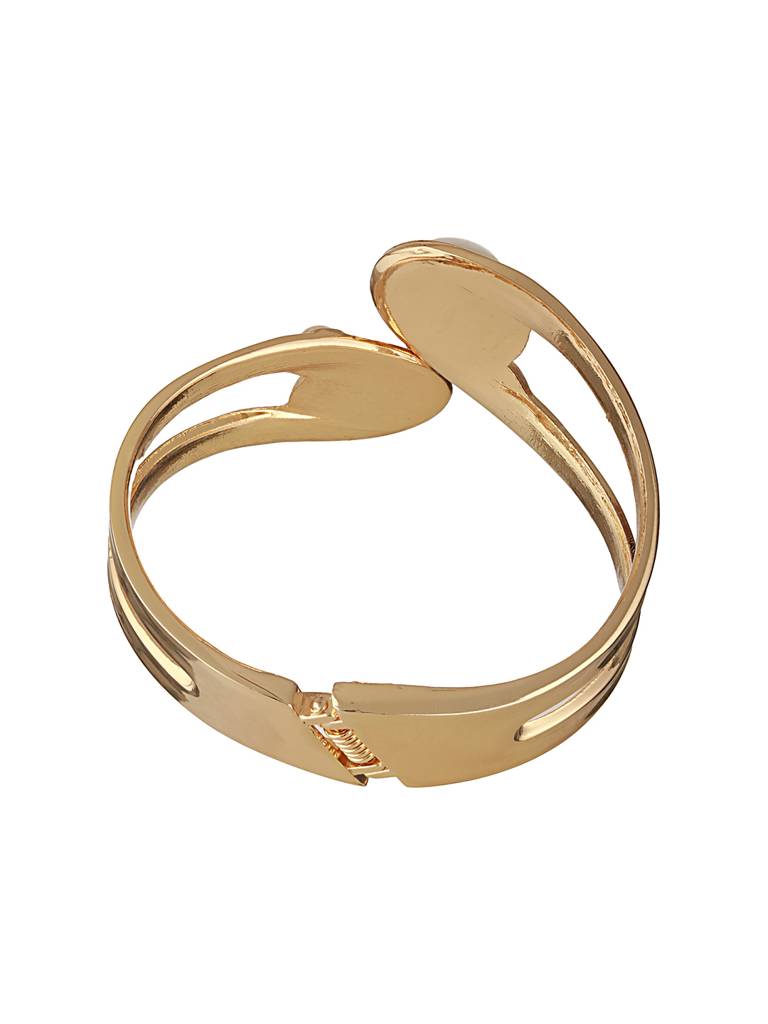 Anti-Tarnish18K Gold Plated Pearl Studded Cuff Bangle Bracelet : STBR8103