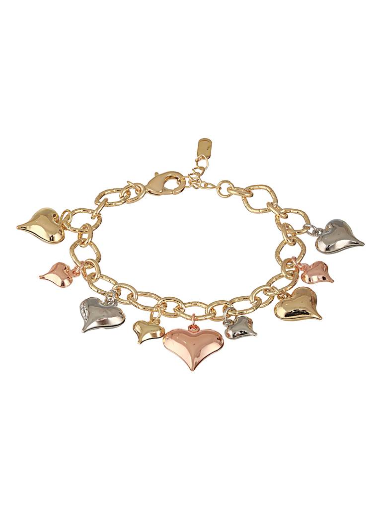 Anti-Tarnish18K Gold Plated Heart Shaped Charm Link Wraparound  Bracelet : STBR8104