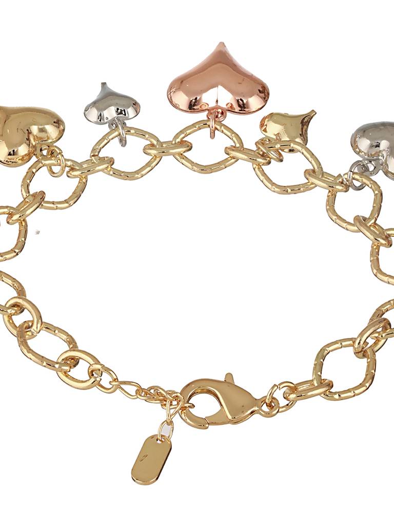 Anti-Tarnish18K Gold Plated Heart Shaped Charm Link Wraparound  Bracelet : STBR8104