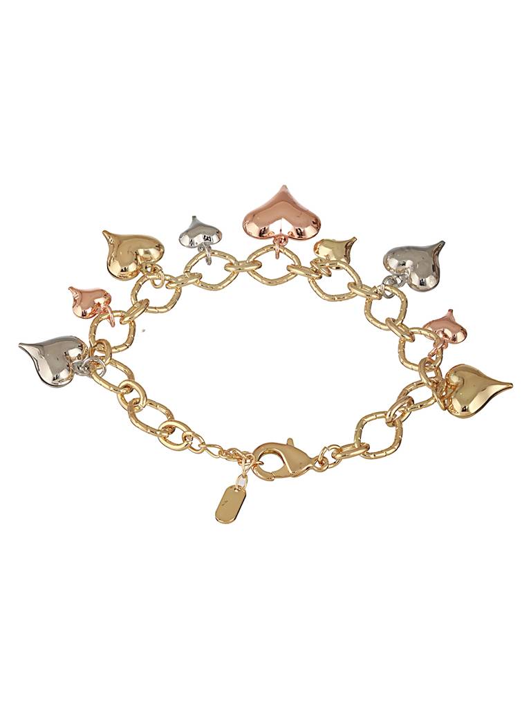 Anti-Tarnish18K Gold Plated Heart Shaped Charm Link Wraparound  Bracelet : STBR8104