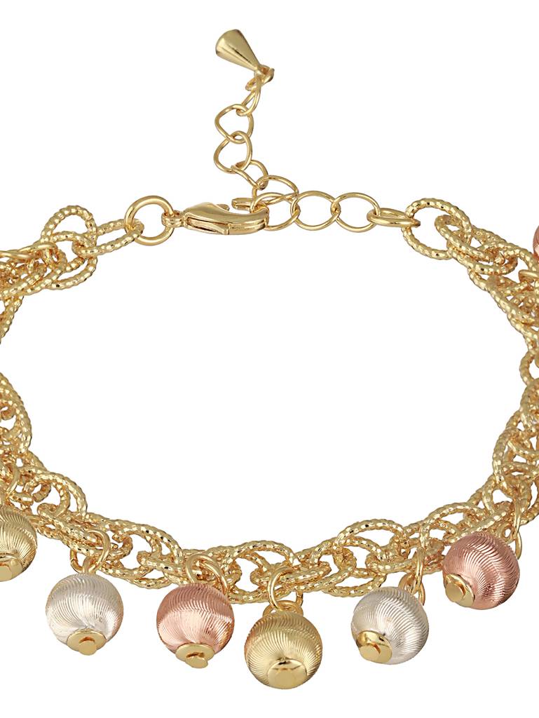 Anti-Tarnishgold Plated All Around Charms Balls Link Bracelet : STBR8109