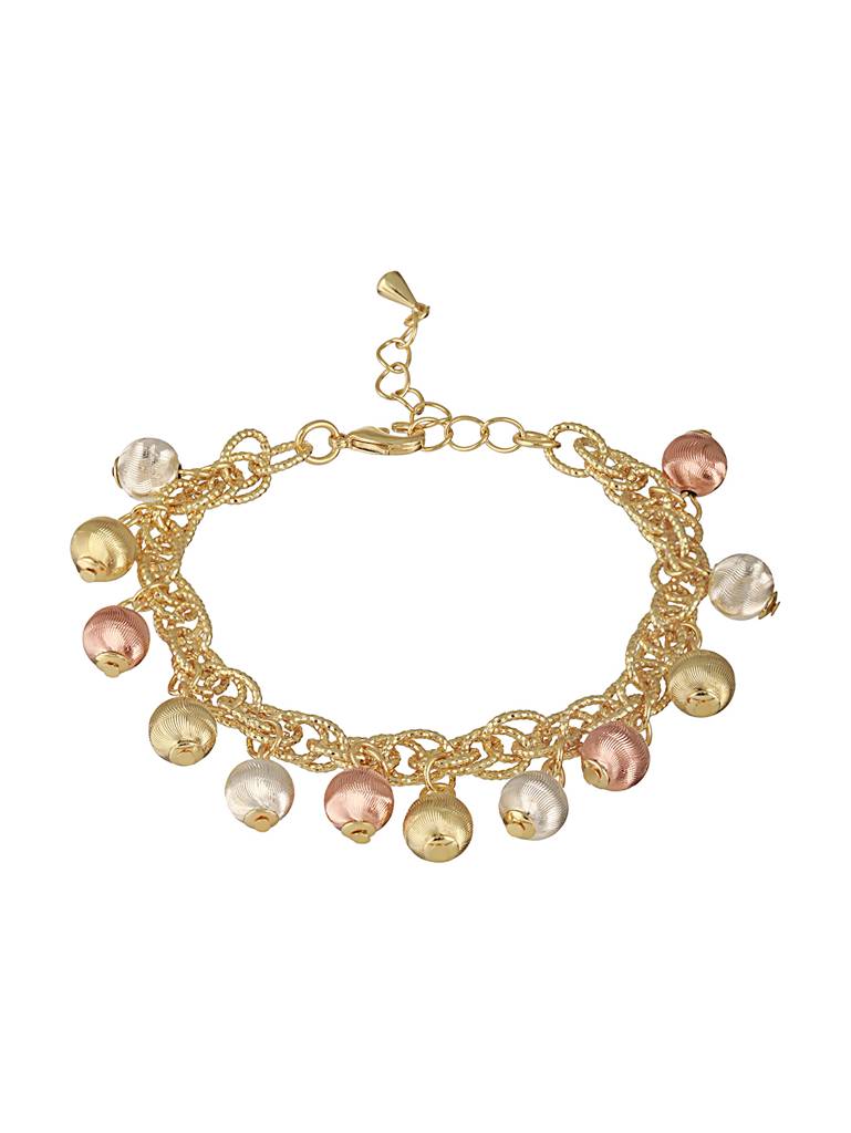 Anti-Tarnishgold Plated All Around Charms Balls Link Bracelet : STBR8109