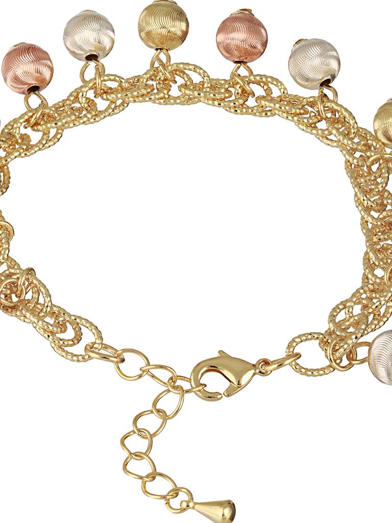 Anti-Tarnishgold Plated All Around Charms Balls Link Bracelet : STBR8109