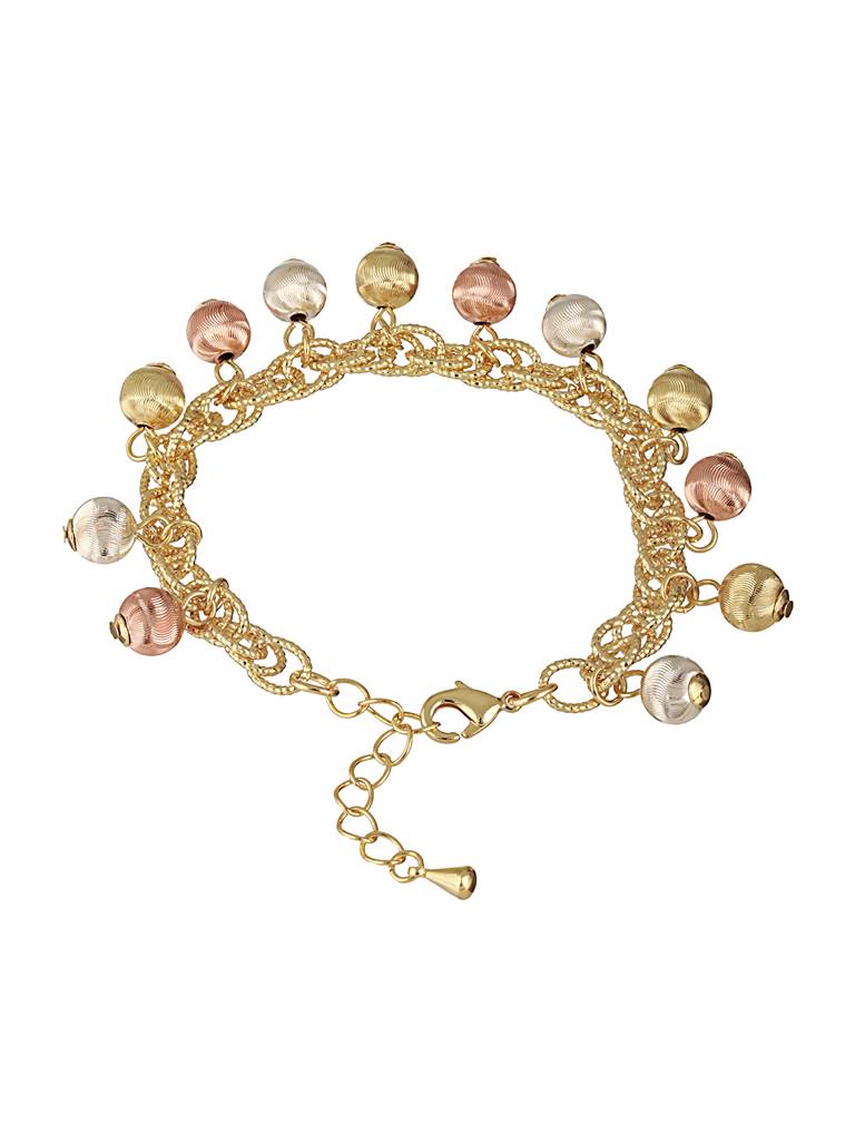 Anti-Tarnishgold Plated All Around Charms Balls Link Bracelet : STBR8109