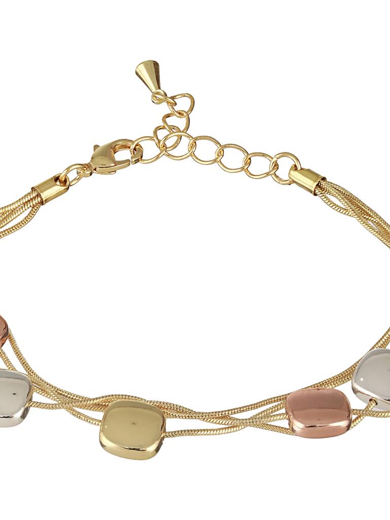 Anti-Tarnish18K Gold Plated Chunky Charm Stack Link Chain Bracelet : STBR8112