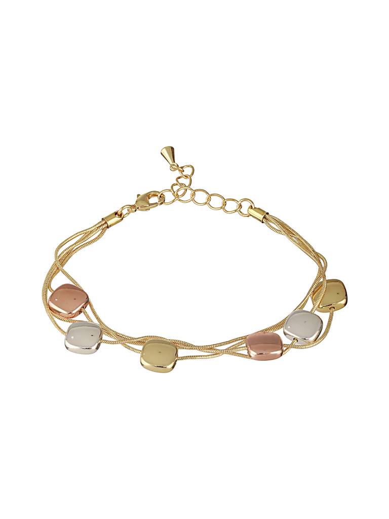 Anti-Tarnish18K Gold Plated Chunky Charm Stack Link Chain Bracelet : STBR8112