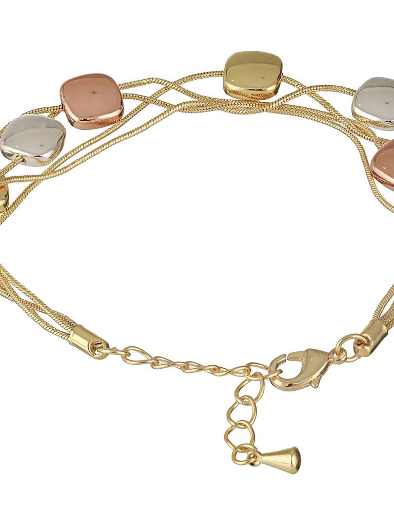 Anti-Tarnish18K Gold Plated Chunky Charm Stack Link Chain Bracelet : STBR8112