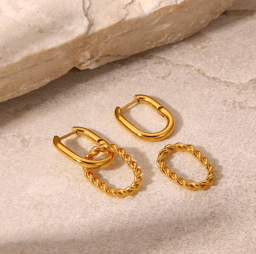 Gold Plated Daily Wear Hoopy Hoop 2 In 1 Earring : JDE202131