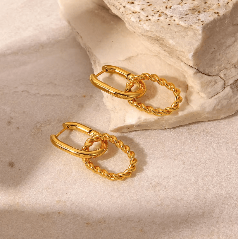 Gold Plated Daily Wear Hoopy Hoop 2 In 1 Earring : JDE202131