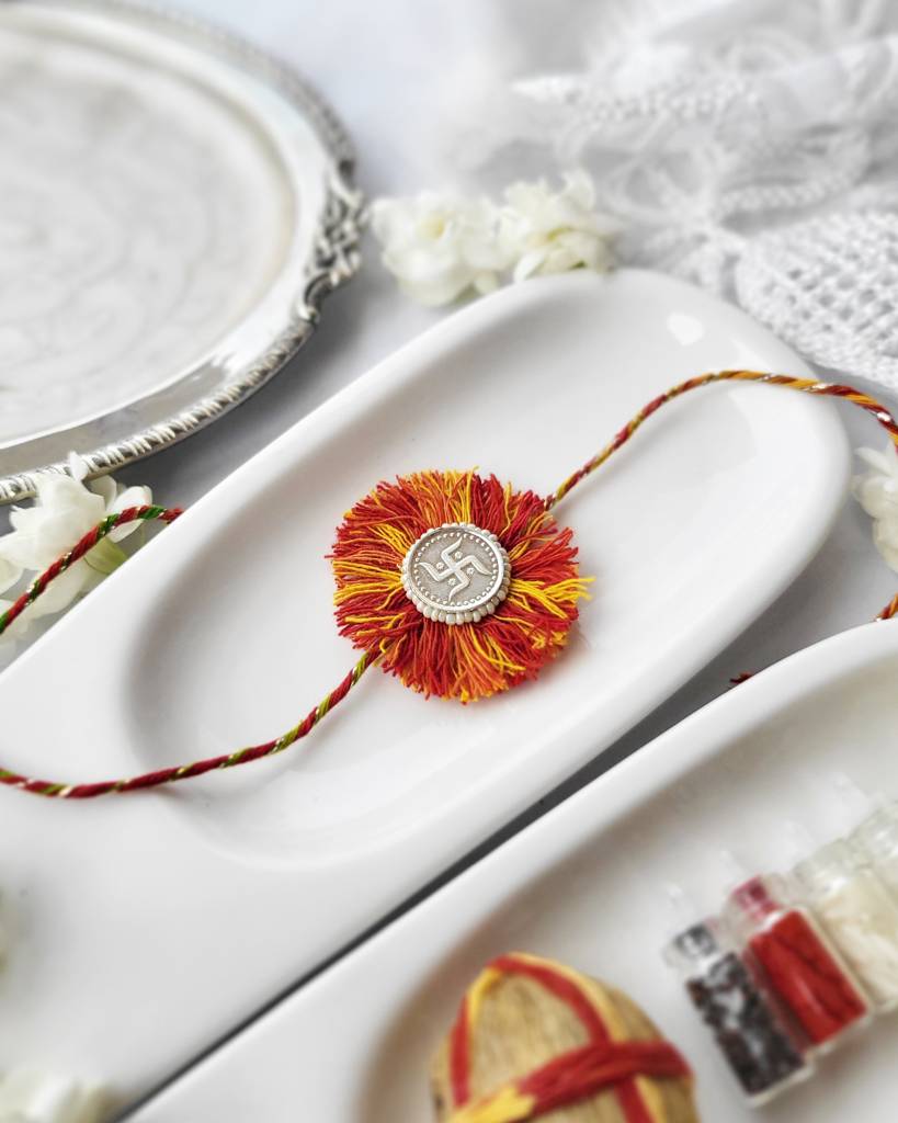 Tassle Rakhi With Silver Coin : PIABRK136