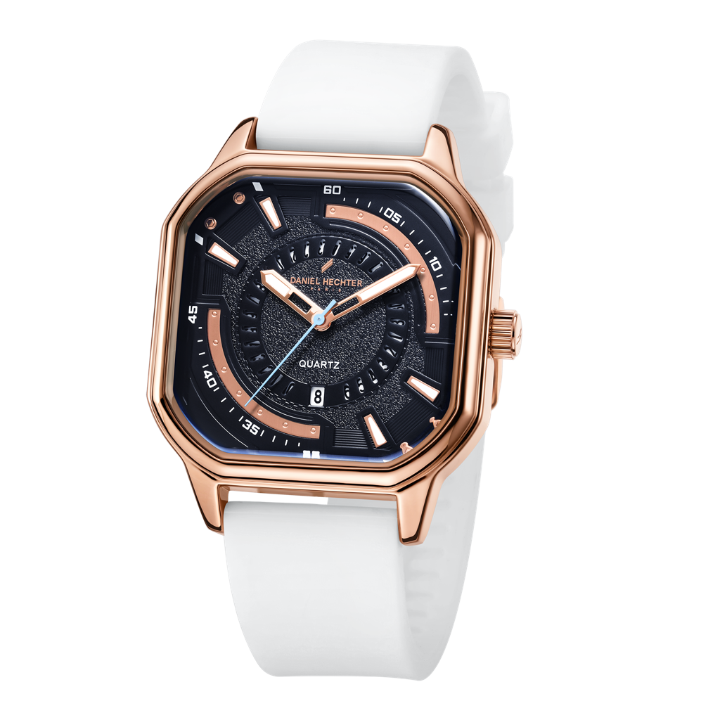 Daniel Hechter Paris Rivoli Collection Modern Analog Watch For Men With Octagon Dial And Silicon Band-Dhm1003 : DHM1003-03