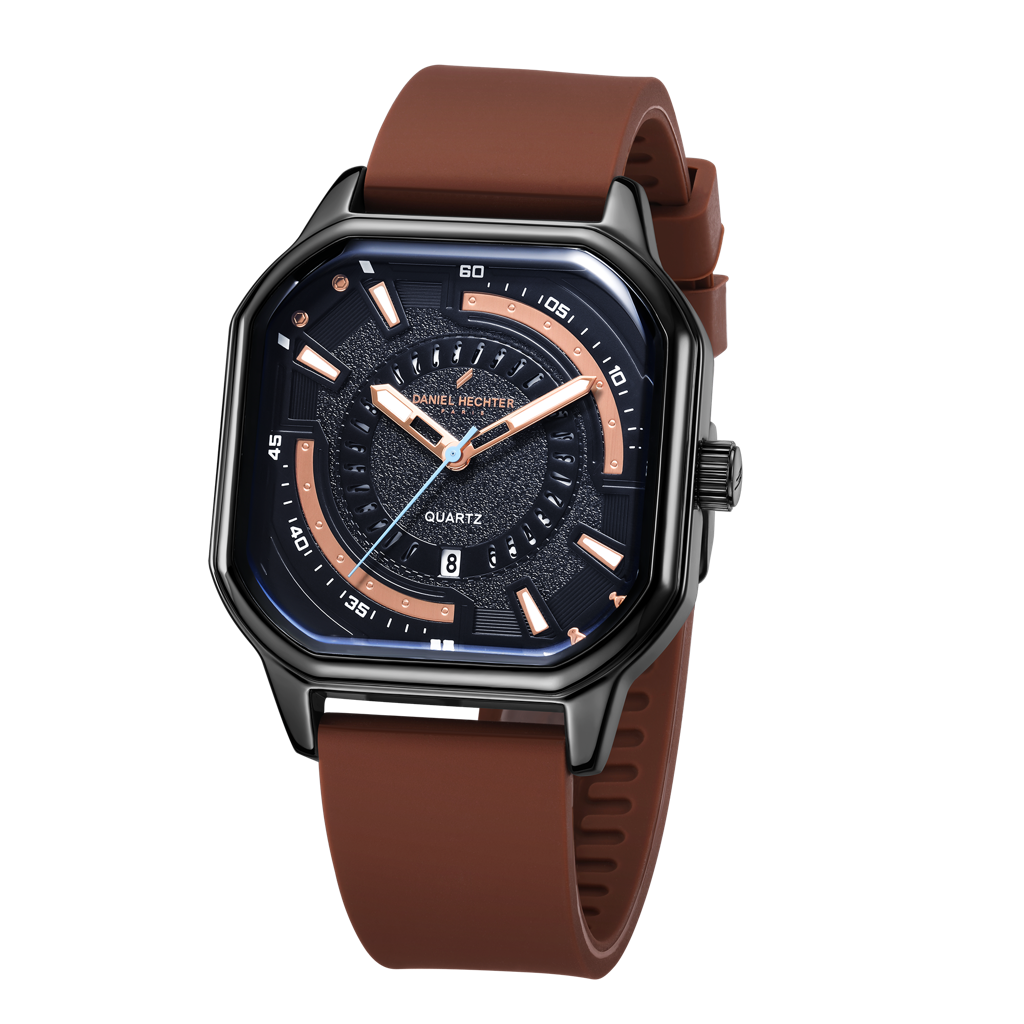 Daniel Hechter Paris Rivoli Collection Modern Analog Watch For Men With Octagon Dial And Silicon Band-Dhm1003 : DHM1003-02