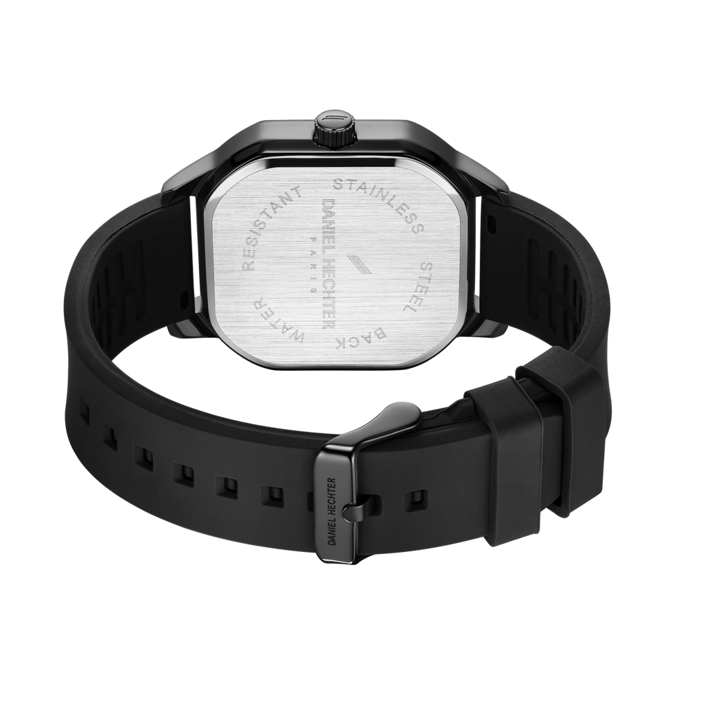 Daniel Hechter Paris Rivoli Collection Modern Analog Watch For Men With Octagon Dial And Silicon Band-Dhm1003 : DHM1003-01