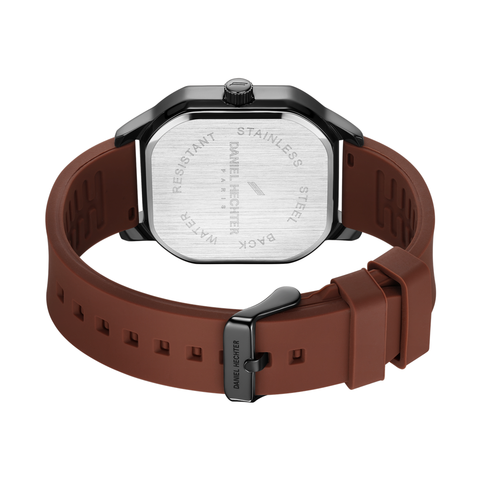 Daniel Hechter Paris Rivoli Collection Modern Analog Watch For Men With Octagon Dial And Silicon Band-Dhm1003 : DHM1003-02
