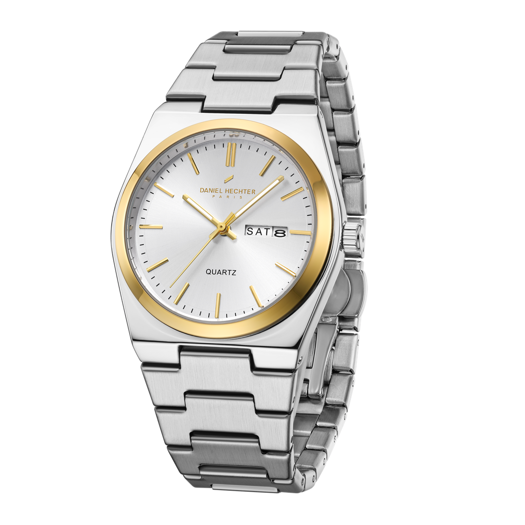 Daniel Hechter Paris Avenue Hoche Collection Modern Analog Watch For Men With Round Dial And Stainless Steel Band : DHM1004-44